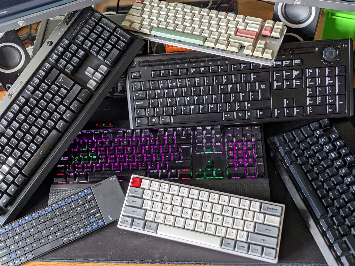 A big pile of keyboards